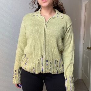 Vintage 90s / 2000s Cottagecore Zip Up Sweater